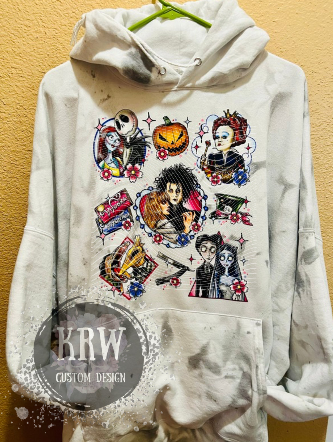 Tim Burton Gray ice dye Hoodie